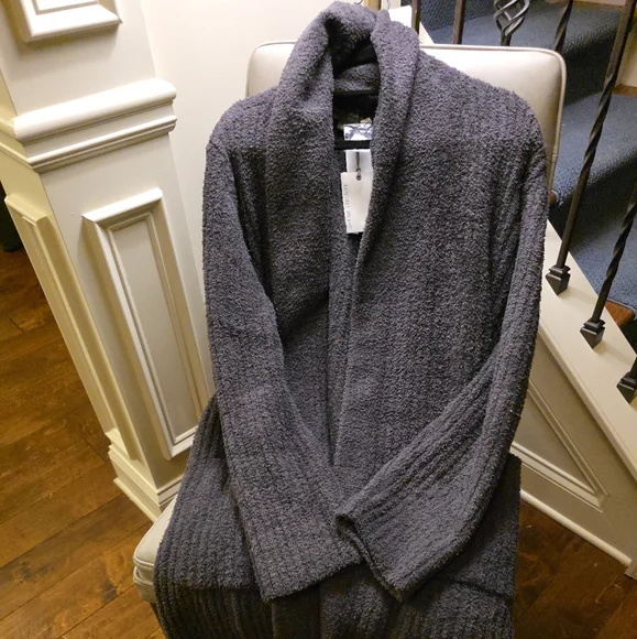 Barefoot Dreams Eco CozyChic Ribbed Robe Sz 2 Christmas Gift Carbon Charcoal - Picture 3 of 16
